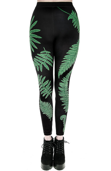 Fern leggings, green leaves trousers for forest witch