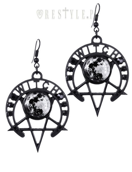 Gothic moon earrinngs, Pentagram jewellery "WITCH MOON EARRINGS"