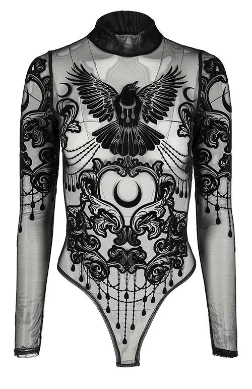 Black gothic RAVEN MESH BODYSUIT