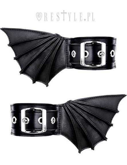 Black gothic bracelets with bat wings, pair of cuffs, gothic shoes accesory "BAT CUFFS"