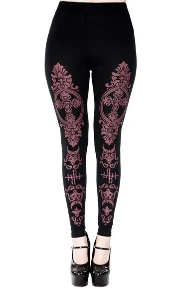 Monogramm-Leggings mit lila Druck