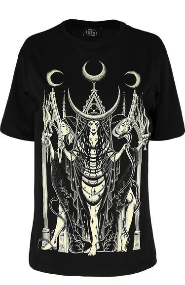 Czarny luźny tshirt Boginie HECATE OVERSIZED