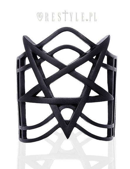 Modern bangle, Pentagram jewellery, gothic cuff "PENTAGRAM BLACK BRACELET"