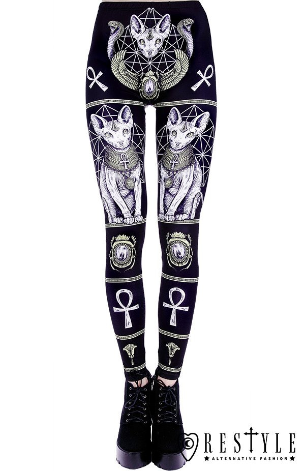 Czarne kocie legginsy, getry, sfinks, egipskie "SPHYNX LEGGINGS"