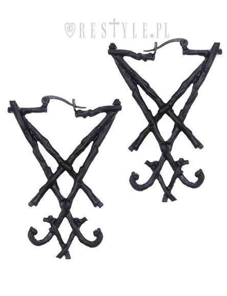 Schwarze Gothic-Ohrringe, okkulter Schmuck "BLACK LUCIFER SIGIL EARRINGS"