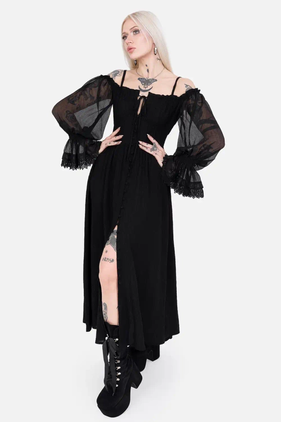 NIGHT CALLING czarna sukienka maxi