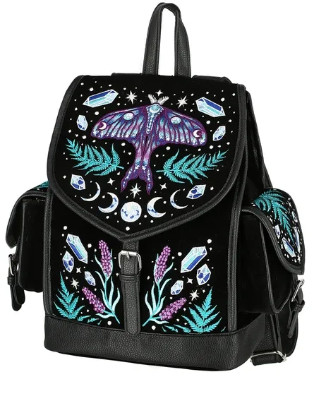 ENCHANTED FOREST BACKPACK Magiczny Plecak z haftem ćmy