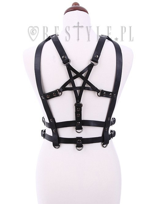 Gotycki Pasek na talię, uprząż , Czarny "PENTAGRAM HARNESS BELT"