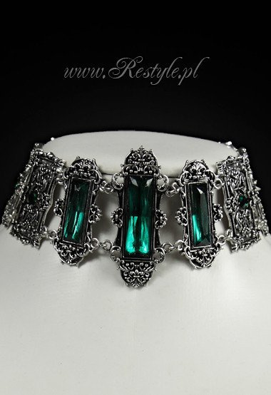 Gothic Choker , victorian necklace, rectangle stones "VIVIAN MINT"