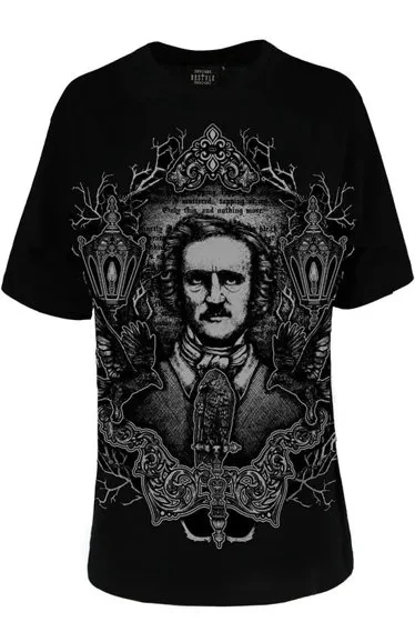 Schwarzes Übergrößen-T-Shirt EDGAR POE OVERSIZED