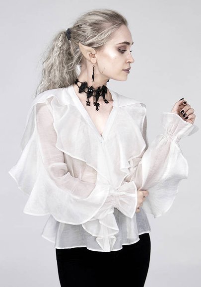 Biała damska gotycka koszula DAPHNE WHITE