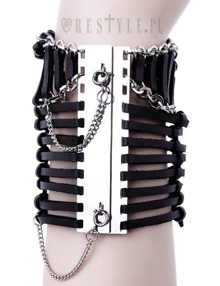 Czarna nowoczesna gotycka bransoleta z rzemieni "STRING BRACELET"