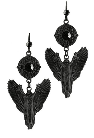 Czarne kolczyki na zamykanych biglach Black Angel Earrings