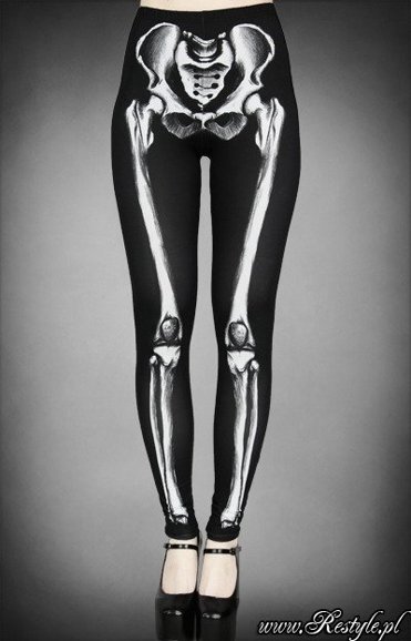 Legginsy szkielet z grafiką kości horror 