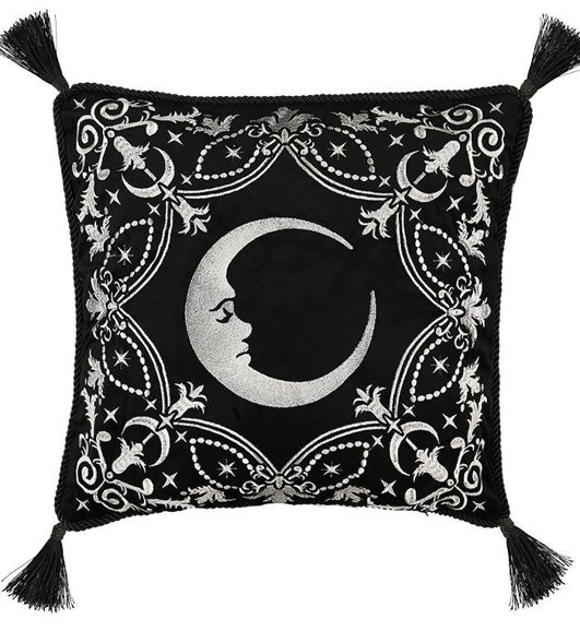 Poszewka CRESCENT Gotycka haftowana poduszka z księżycem i chwostami