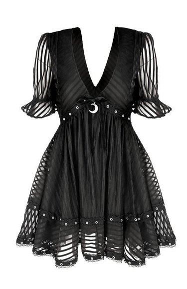 Rozłożysta gotycka sukienka  DOLLY szyfon w paski 