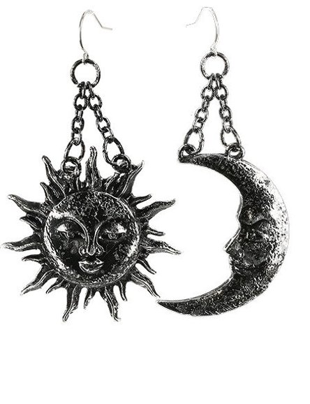 Srebrne Kolczyki księżyc i słońce "MOON & SUN SILVER EARRINGS" 