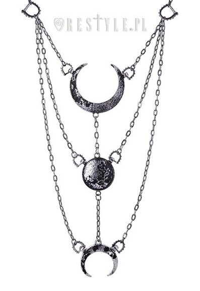 Srebrny, długi naszyjnik, Fazy księżyca "MOON PHASES SILVER necklace"
