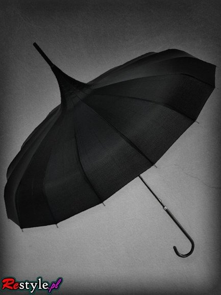 "WITCH" Czarna Parasolka przeciwdeszczowa z czubem gotycka