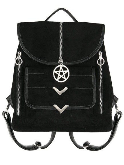 BLAIRE BACKPACK gotycki zamszowy plecaczek z pentagramem