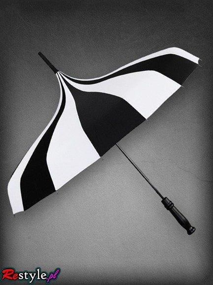 "CABARET" Parasolka przeciwdeszczowa CZUB, biało czarne paski