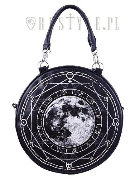 Czarna Okrągła torebka, księżyc, pełnia "LUNA ROUND BAG" 