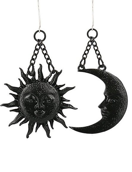 Czarne Kolczyki księżyc i słońce "MOON & SUN BLACK EARRINGS" 