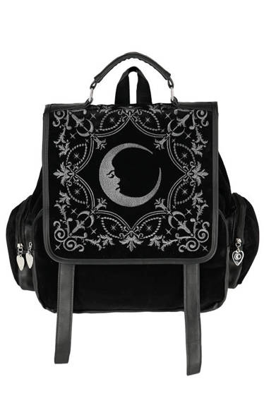 Czarny plecak kostka CRESCENT kwadratowy z haftem księżyca