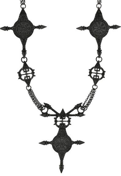 Czarny pogański naszyjnik Vegvisir Black wisior z symbolami