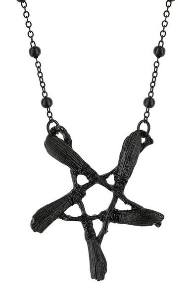 Gotycki czarny wisior z pentagramem BROOM PENTAGRAM