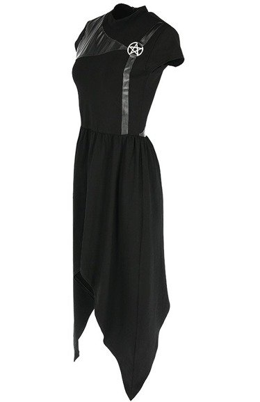 PENTAGRAM TUNIC Czarna, asymetryczna sukienka harness