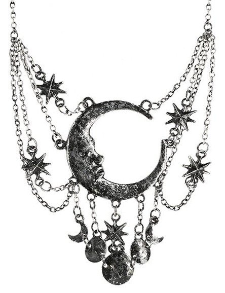 Srebrny naszyjnik gotycki z księżycem "SLEEPLESS NIGHTS SILVER NECKLACE" 