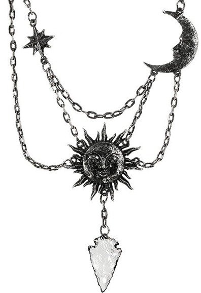 Srebrny naszyjnik z księżycem i kryształem "MOON & SUN SILVER NECKLACE" 